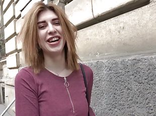 GERMAN SCOUT - CUTE GINGER TEENAGE TALK TO SHAG AT STREET CASTING FOR CASH - Cum Load