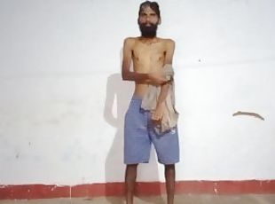 Rajeshplayboy993 exercising video. He has long beard and hairy uncut cock