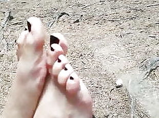 Wife feet bastinado in the wood