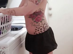 Cute tattooed teen teasing with her enormous tits
