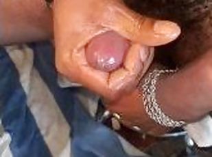 Yummy edging dripping cum  with ball stretcher!