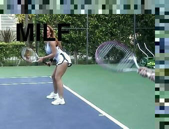 Blonde MILF Janet Mason Fucks The Tennis Instructor On The Court