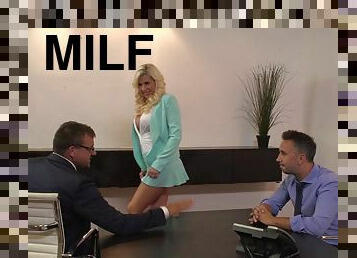 Curvy ass blonde MILF gets a hardcore dicking in the office