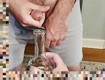 Piss and cum experiment with a bottle