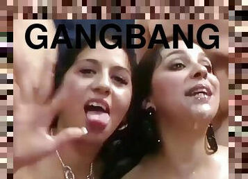 Hot chicks in real gangbang