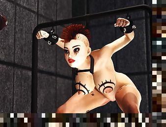 Super BDSM. Big black cock for sexy punk girl in cuffs in the prison