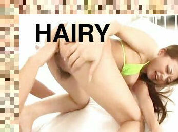 Hairy Japanese bikini girl fucked lustily