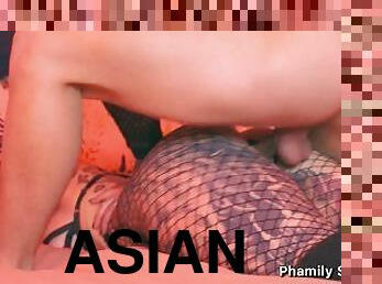 asiatisk, bröstvårtor, orgasm, fitta-pussy, bdsm, nätstrumpor, bondage, dominans, retande