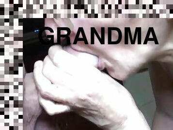 Very old grandma sucking on fat cock