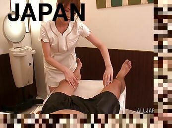 Japanese Masseuse Rides Her Patient's Big Hard Cock