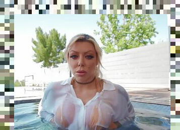 Karma RX with large tits enjoys while being fucked outdoors