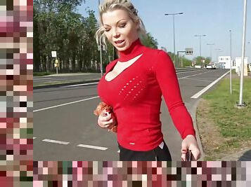 GERMAN SCOUT - BIG JUGGS mommy TALK TO POUND AT STREET CASTING FOR MONEY - Barbie sins