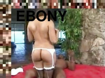 Big ass ebony Aliyah in nylon stockings doggystyle smashed