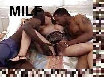 Milf fooling around with two black dudes