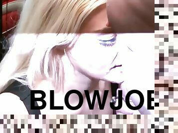 Slutty blonde sucks cock Jakki Louise