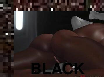 Seductive sci-fi female alien plays with a black girl in the space station - Butt Fucking