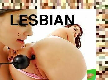 The anal beads and anal plugs come out as these lesbians play