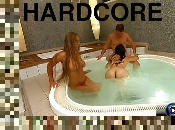 hardcore, trio, pute, piscine