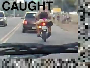 Hussy in thong riding a bike gets caught on a dash cam