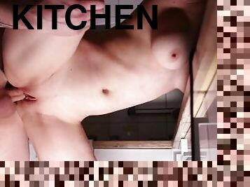 I fuck a blonde hard in the kitchen. Very close shot. Sweet pussy.