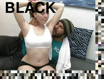 A black guy undresses a white girl then drills her wet pussy