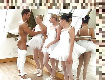 Ballerinas have an orgy with a lucky big dick guy