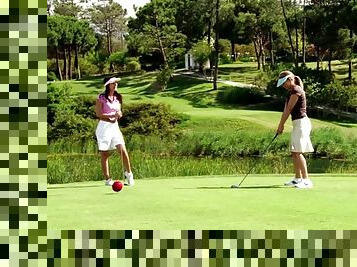 Golfer Girls Licking Each Other.