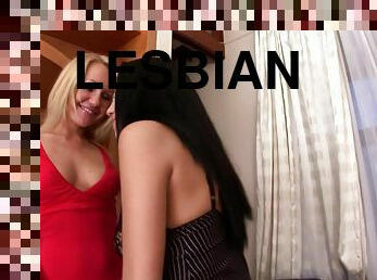 Tight pussies appreciate the toy and tongues during a lesbian hook up