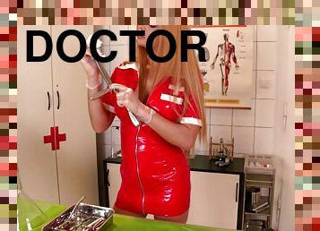 Cathy's tight anus receives the doctor's fully erected schlong