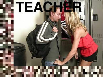 After class a sexy teacher seduces her student and sits on his dick