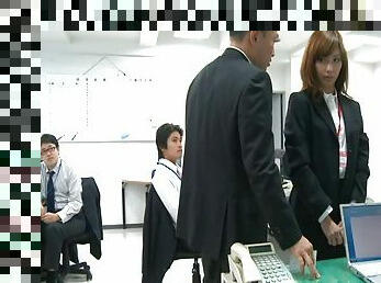 Dashing Japanese office girl gets fucked by her new boss at work