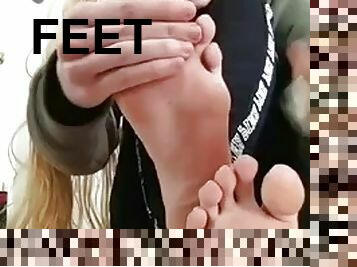 Live feet blonde girl