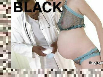 Heavily pregnant brunette fucked by a black man