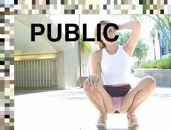 en-plein-air, public, culotte, solo, clignotant