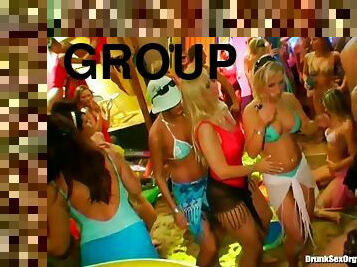 Euphoria takes over a club party with girls giving in to thorough group sex
