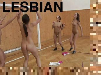 The entire female volleyball team has a hot lesbian orgy