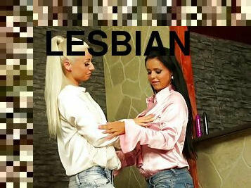 lesbienne, pute, gode, jeans, humide, glamour