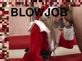 Christmas slut on her hands and knees for doggystyle dick