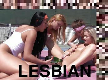Feisty lesbian teens fingering each other in a compilation of scenes