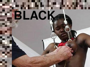 Beautiful Black Girl in BDSM is Fucked Doggystyle, Cumshot, Blowjobs, Nipple Play & Hot Wax - Toys fetish