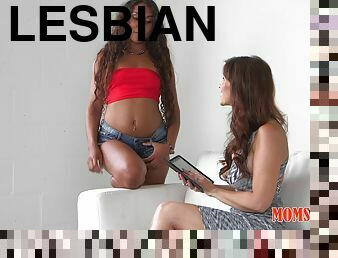 Interracial lesbian action when a black girl and white girl hook up