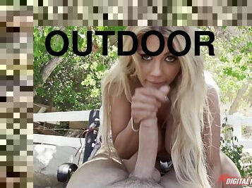 Kayla Kayden breaks out her huge tits and fucks outdoors