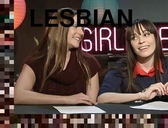 Interviewing a fantastic looking lesbian babe on TV