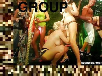 Watch as desirous jungle babes with their fuck buddies enjoy a steamy club orgy