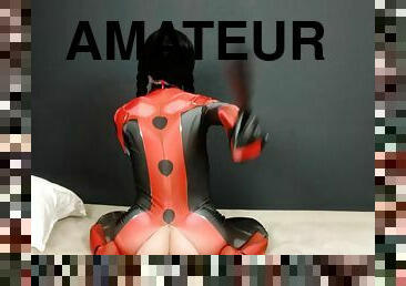 A Brunette In A Costume Fingering Her Ass . Anal Games Part 1 With Lady Bug