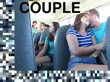 During a long bus ride this couple fucks while everyone watches