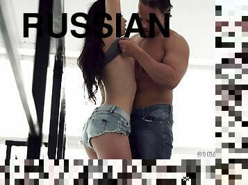 Giving her tight Russian asshole a hard and deep fucking