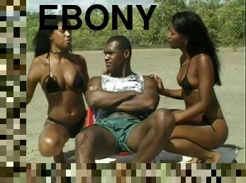 Amazing Ebony Babes Go Hardcore With A Dude On The Beach