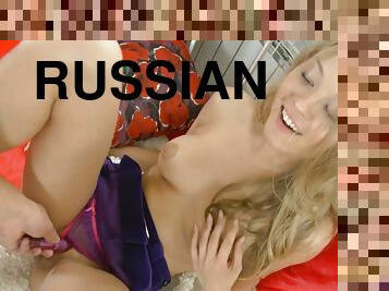 Making His Hot Russian Girlfriend Orgasm With Toys