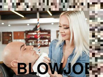 Gorgeous hairdresser Marilyn Sugar can't pass by his huge dick
